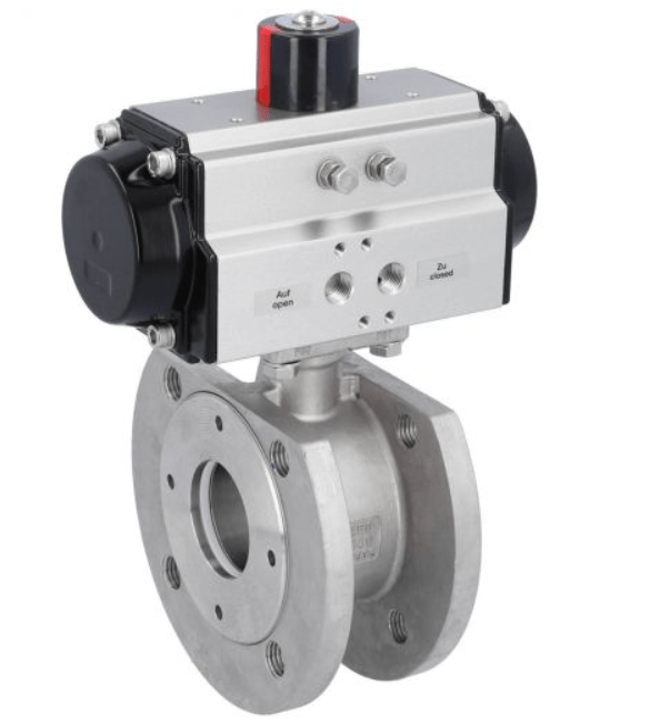 Шаровый кран Kugelhahn-MK, DN32, mit Antrieb-OD, DW50, Edelstahl 1.4408/PTFE-FKM, doppeltwirkend
