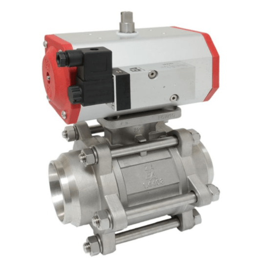 Кран шаровый ZA DN25-Anschweißende, mit Antrieb EE85 Edelstahl/PTFE-FKM, federrückstellend 3/2-Wege-Magnetventil TM621207
